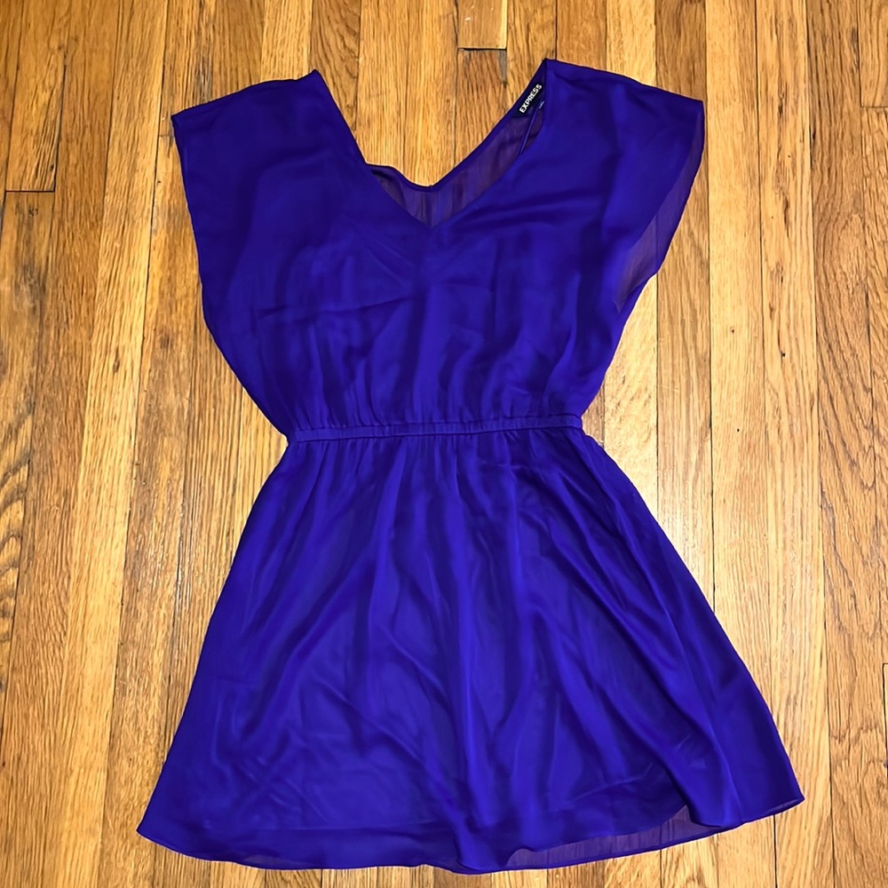 Express V Neck Cinched Waist Overlay Dress- Size Medium